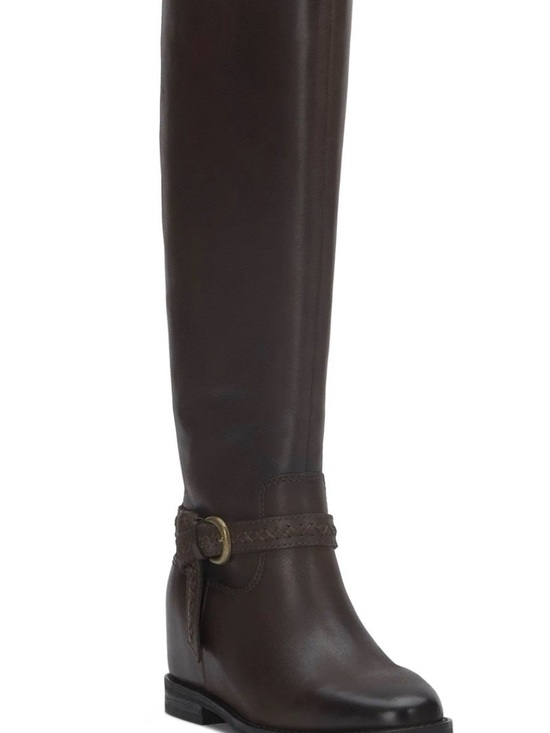 Lucky Brand Shoes - Lucky Brand Braided Strap Over-the-Knee Leather Boots in Dark Brown